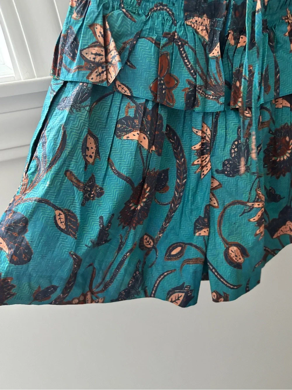 Ulla Johnson Isidro Romper Playsuit 6 Lagoon Teal Floral Print Resort Luxury